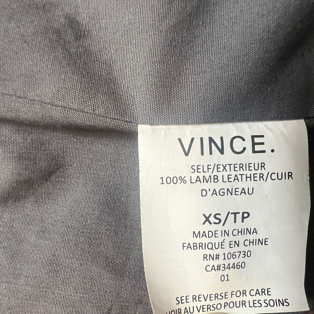 VINCE Vest Nubuck 100% Lamb Leather Genuine Cap Sleeve Grey Zip Front Women's XS - Picture 8 of 12